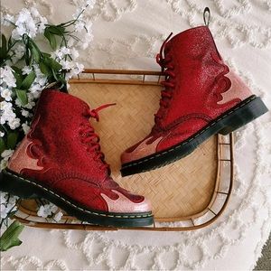 Dr. Martens | Shoes | Dr Martens 46 Pascal Flame Red Glitter Metallic Boots  Sz 11 | Poshmark